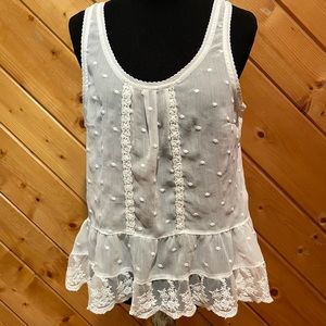 A & F white lace tank top